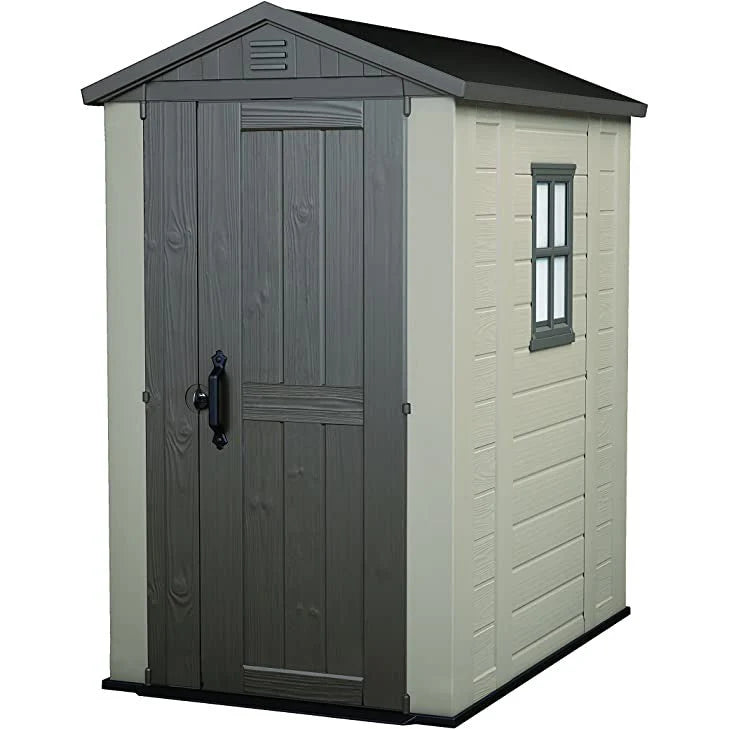 Keter 4×6 Factor Heavy Duty Plastic Garden Shed – Beige