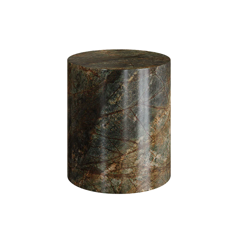 Porto Marble Side Table, Forest Green