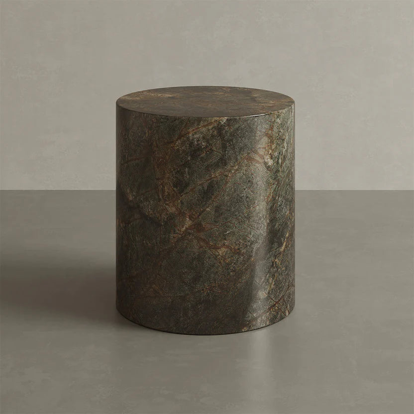 Porto Marble Side Table, Forest Green