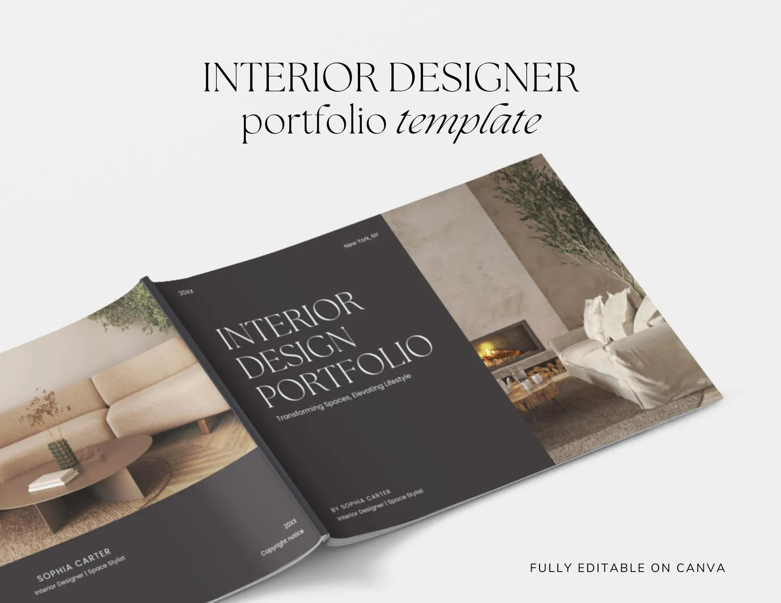 Portfolio Template for Interior Designer | Canva Template For Interior Design Presentation | Brouchure with minimal, modern and clean design
