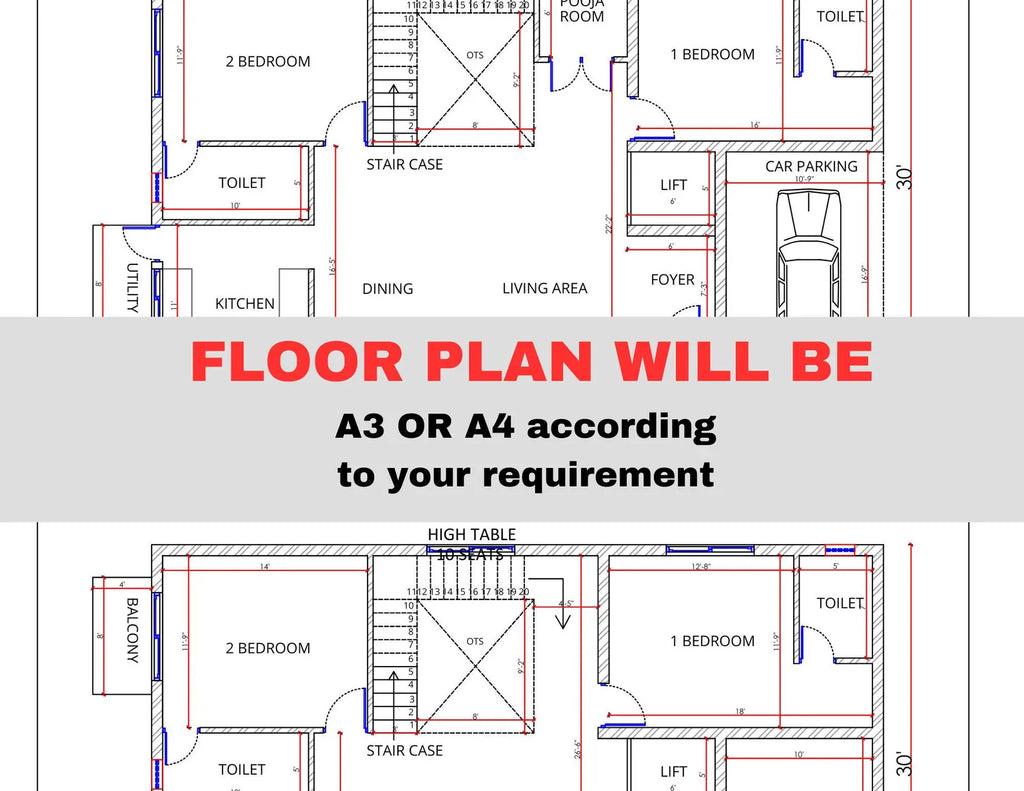 Custom Floor Plan Design & Drafting (under 2000 sq ft) - PDF File + Free Garden plan