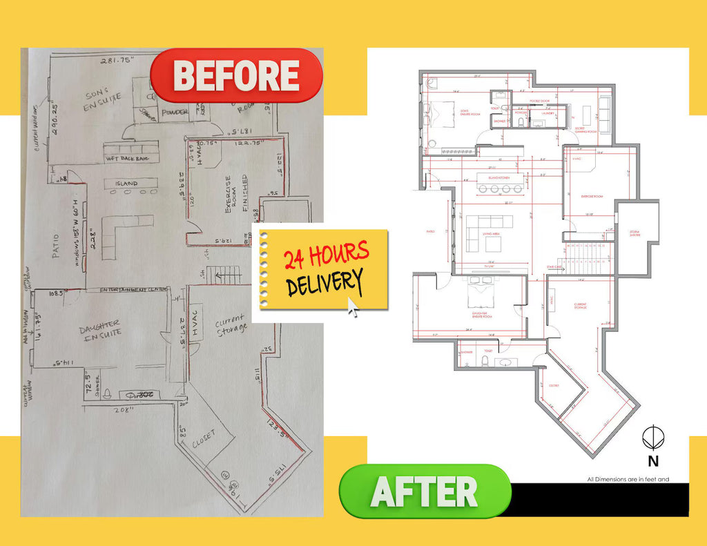 Custom Floor Plan Design & Drafting (under 2000 sq ft) - PDF File + Free Garden plan